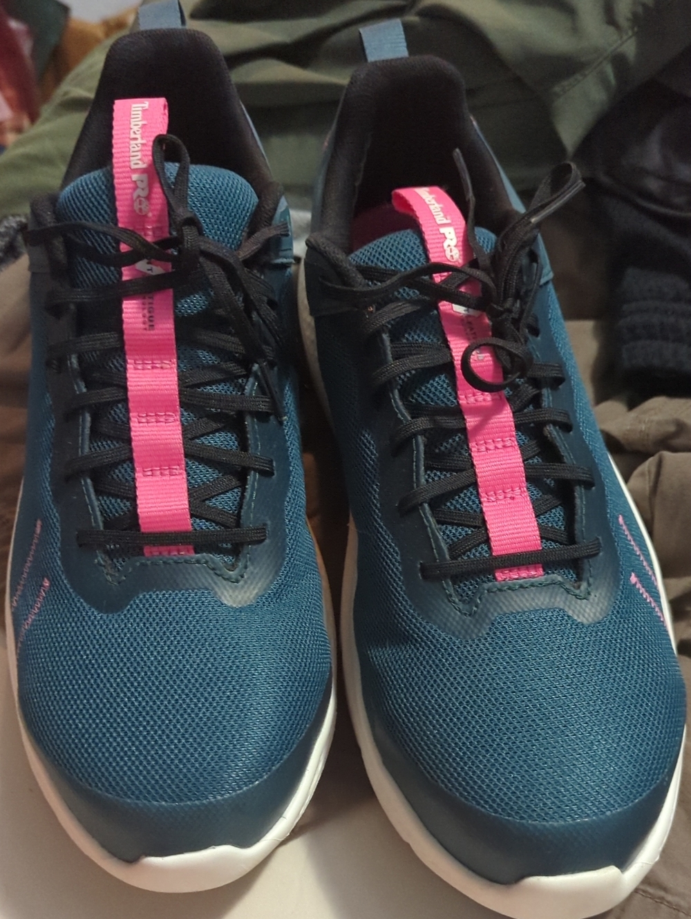Timberland PRO Teal Athletic Shoes with Pink Stripe